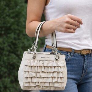 Michael Kors Silver Ruffled Satchel